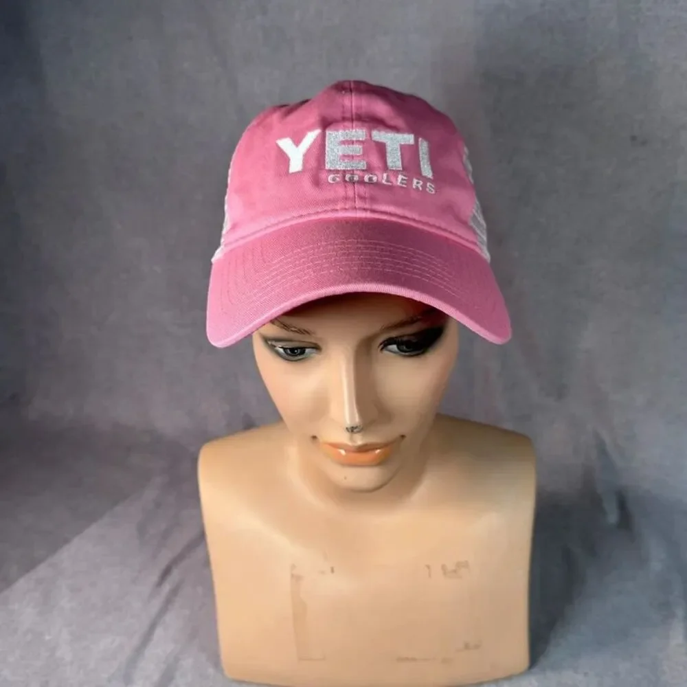 Yeti Coolers Hat Limited Edition Pink Adjustable Trucker Snap Back Mesh Cap